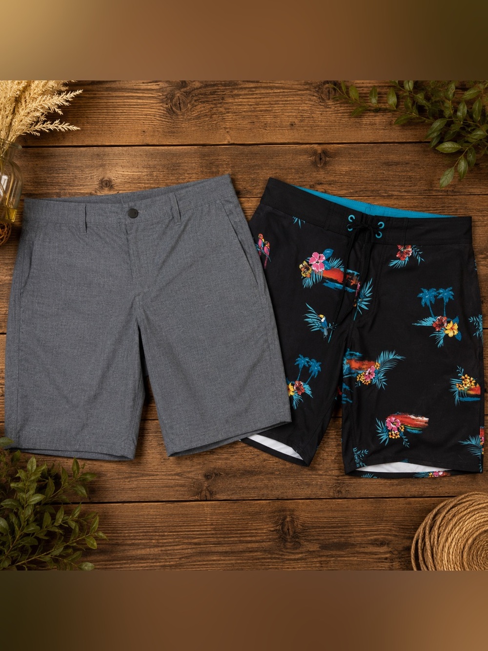 Men's Shorts Bundle | Hurley & Burnside | 2-Pair Lot | Size 38